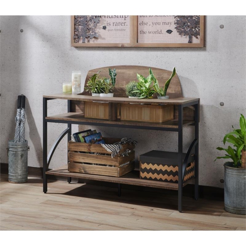 Furniture of America Rodricks Wood 3-Shelf Console Table in Reclaimed Oak