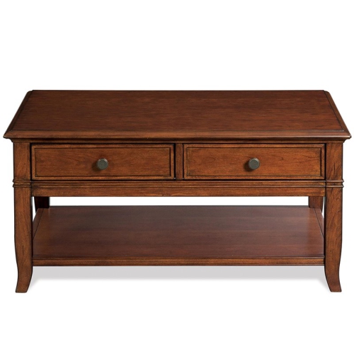 Bowery Hill Contemporary Storage Coffee Table in Burnished Cherry