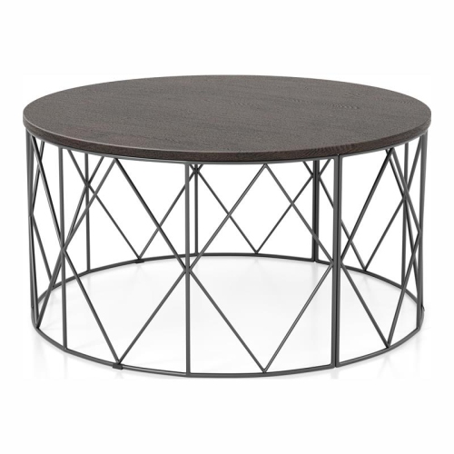 FURNITURE OF AMERICA  Borche Industrial Wood Round Coffee Table In Walnut