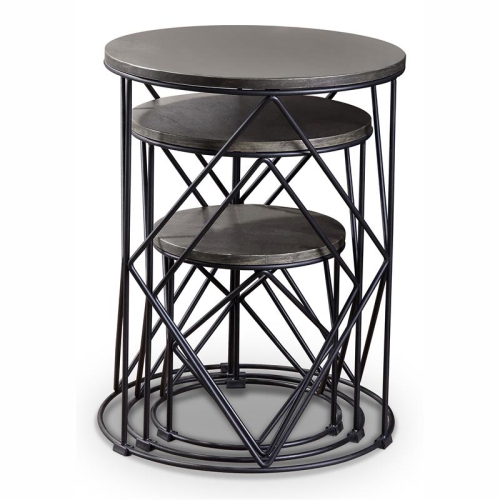 Furniture of America Nikova Contemporary Wood 3-Piece Nesting Tables in Black