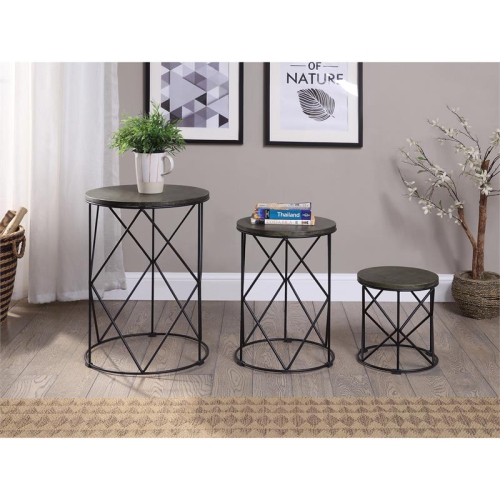 Furniture of America Nikova Contemporary Wood 3-Piece Nesting Tables in Black