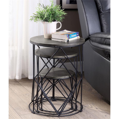 Furniture of America Nikova Contemporary Wood 3-Piece Nesting Tables in Black