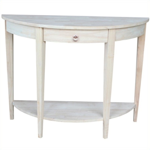 Pemberly Row Transitional Unfinished Half Moon Console Table