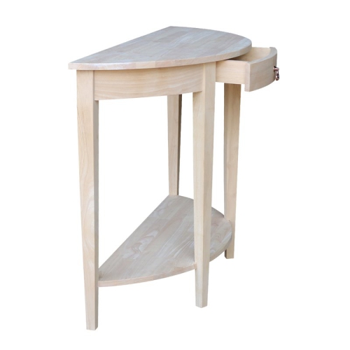 Pemberly Row Transitional Unfinished Half Moon Console Table