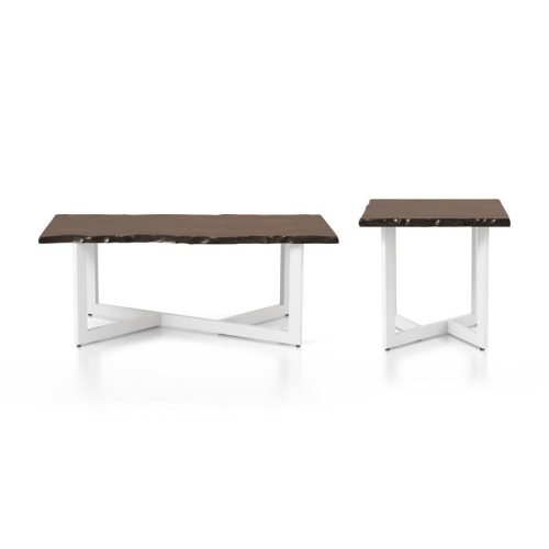 FURNITURE OF AMERICA  Krestian Wood 2-Piece Coffee Table Set In Oak And In White