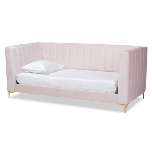 Baxton Studio Oksana Pink Velvet Upholstered and Gold Finished