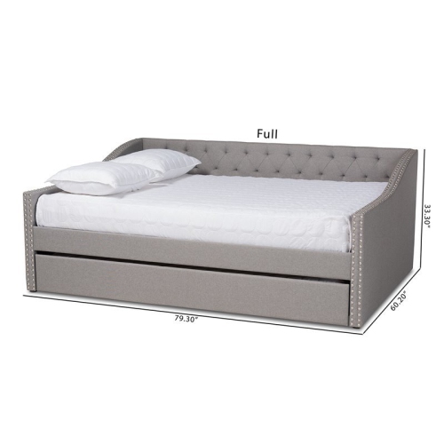 Baxton Studio Haylie Full Size Light Grey Upholstered Daybed with Trundle