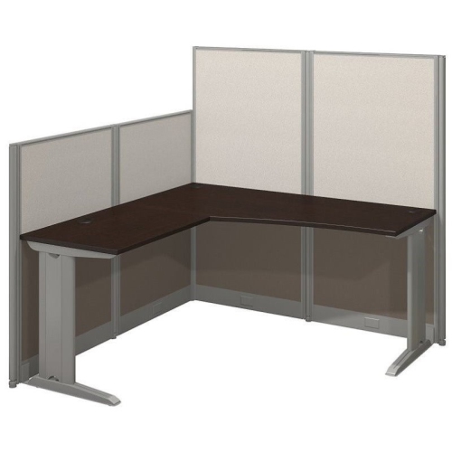 Scranton & Co Furniture 65W L Shaped Cubicle Workstation in Cherry