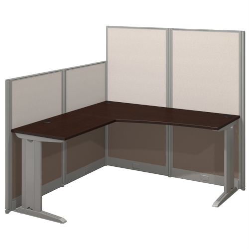 Scranton & Co Furniture 65W L Shaped Cubicle Workstation in Cherry
