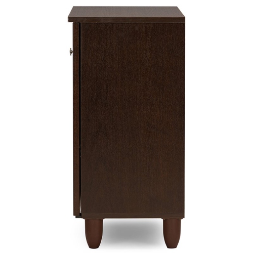 Baxton Studio Winda 2 Door Shoe Cabinet in Dark Brown