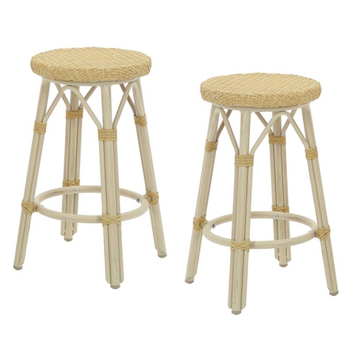 FURNITURE OF AMERICA  Binde Aluminum 26-Inch Patio Barstool In Natural (Set Of 2)