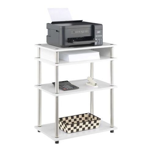 Designs2Go No-Tools Printer Stand with Shelves in White Wood Finish