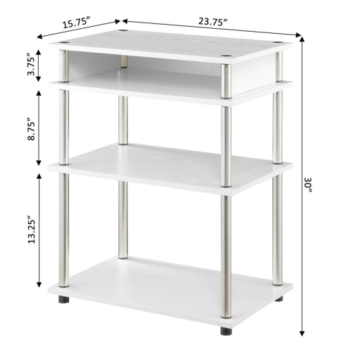 Designs2Go No-Tools Printer Stand with Shelves in White Wood Finish