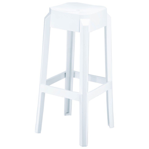 COMPAMIA  Fox 30" Polycarbonate Patio Bar Stool In Glossy In White