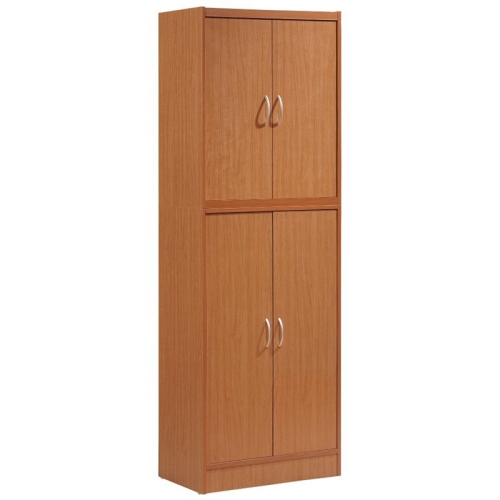HODEDAH  4 Door Kitchen Pantry With 4 Shelves 5 Compartments In Cherry Wood