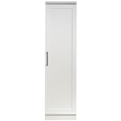 Pemberly Row Transitional Single Door Wooden Pantry in Glacier White