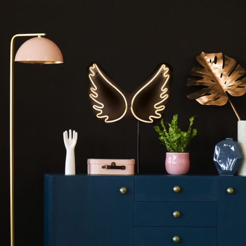 17.5" LED Lighted Neon Angel Wings Wall Sign