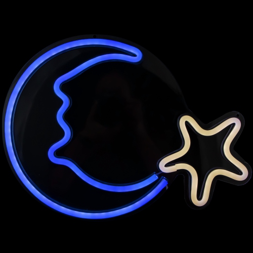 NORTHLIGHT  15" Led Neon Moon And Star Wall Sign