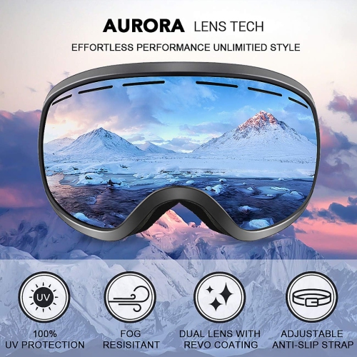 Lunettes de ski et de planche à neige OTG pour hommes, femmes et jeunes avec protection UV de 100 %