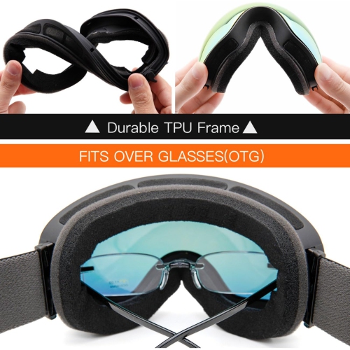 Lunettes de ski et de planche à neige OTG pour hommes, femmes et jeunes avec protection UV de 100 %