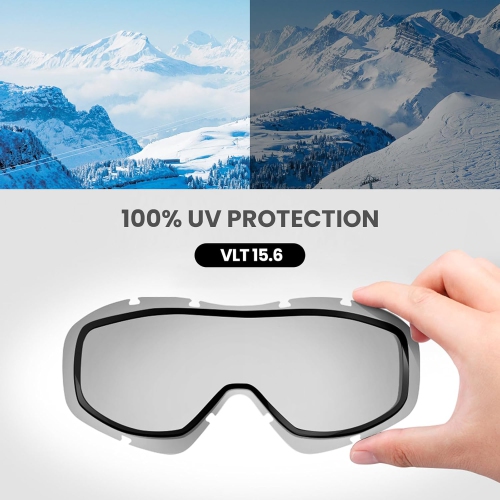 Lunettes de ski et de planche à neige OTG pour hommes, femmes et jeunes avec protection UV de 100 %