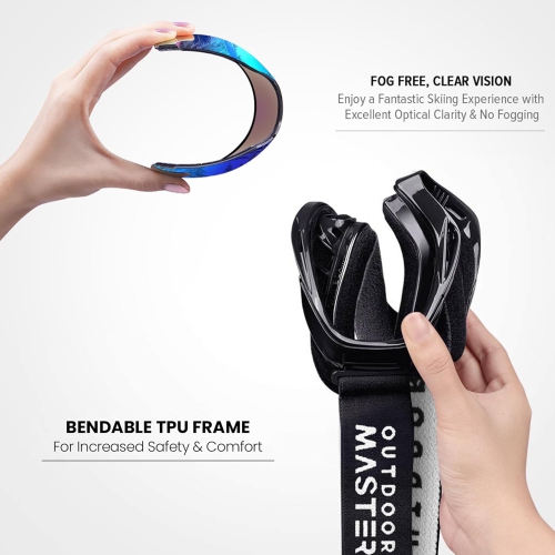 Lunettes de ski et de planche à neige OTG pour hommes, femmes et jeunes avec protection UV de 100 %