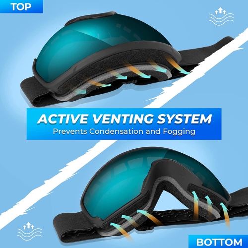 Lunettes de ski et de planche à neige OTG pour hommes, femmes et jeunes avec protection UV de 100 %