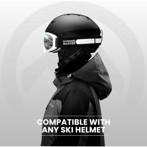 Lunettes de ski et de planche à neige OTG pour hommes, femmes et jeunes avec protection UV de 100 % (blanc/argenté)