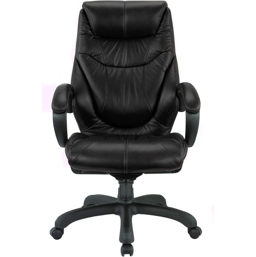 Nicer Furniture® Genuine Leather High Back Executive Chair, Black Real Leather