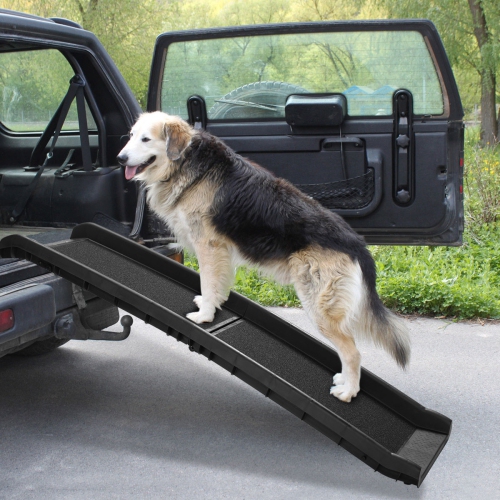 HOXPETY  61" Portable Folding Skid-Proof Dog Ramp for Cars, Suv With Carrying Handle In Black