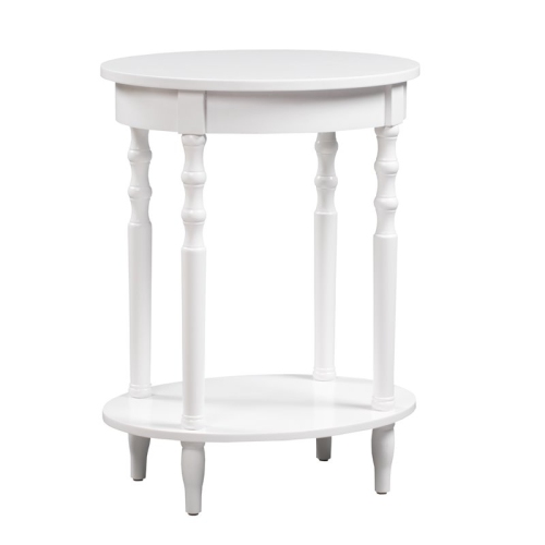 Pemberly Row Oval End Table in White Wood Finish
