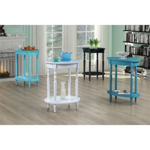 Pemberly Row Oval End Table in White Wood Finish