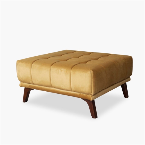 ASHCROFT Allen Mid Century Modern Velvet Ottoman In Gold