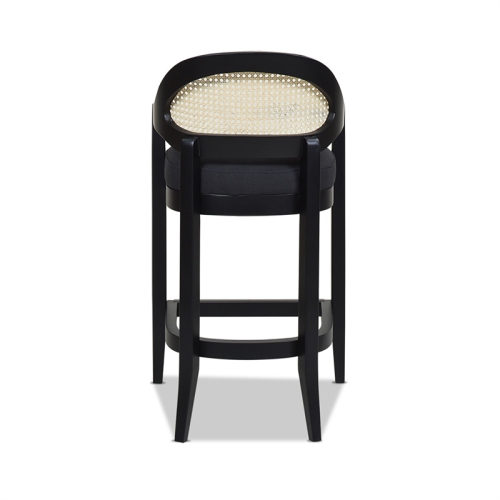 Americana 27" Cane Back Counter-Height Bar Stool Natural Black Linen