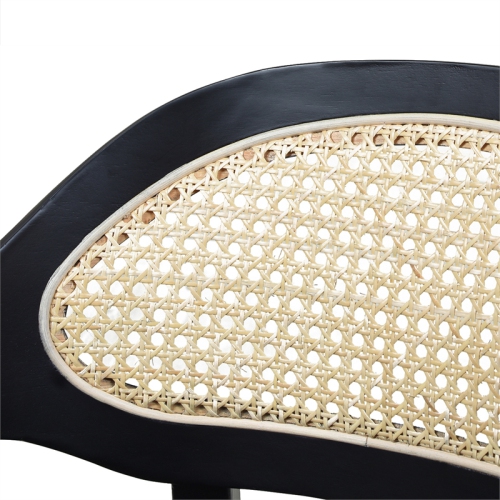 Americana 27" Cane Back Counter-Height Bar Stool Natural Black Linen