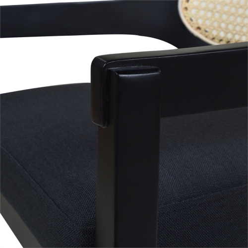 Americana 27" Cane Back Counter-Height Bar Stool Natural Black Linen