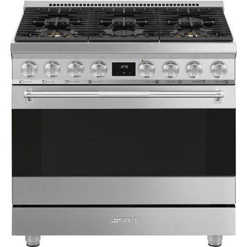 Smeg 36" 4.5 Cu. Ft. True Convection 6-Burner Freestanding Gas Range - Stainless Steel