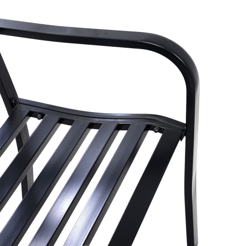 50 Inch Patio Park Steel Frame Cast Iron Backrest Bench Porch Chair