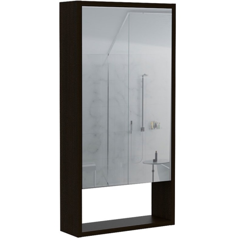 TUHOME Black Modern Engineered Wood Mariana 35" Medicine Mirror Cabinet w/ Shelf
