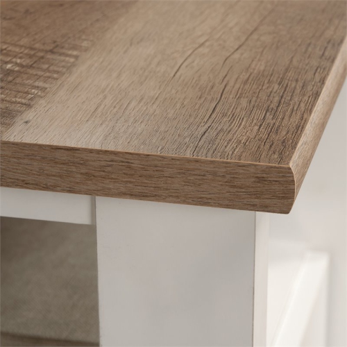 Sauder August Hill Engineered Wood L-Shaped Computer Desk in Glacier White