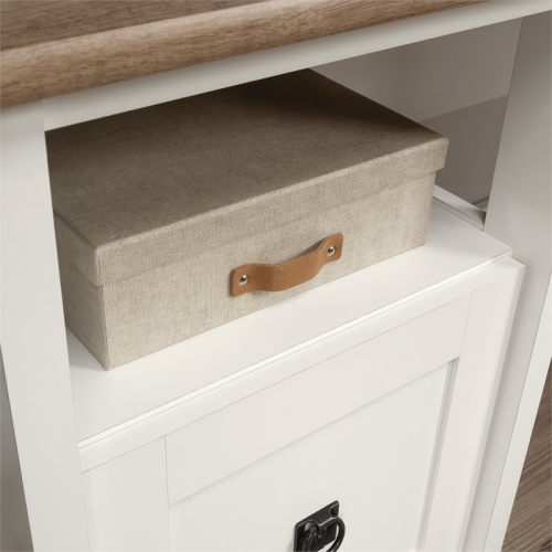 Sauder August Hill Engineered Wood L-Shaped Computer Desk in Glacier White