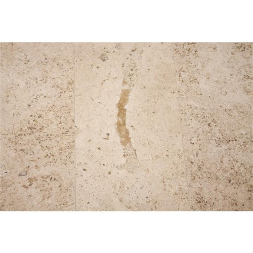 Bowery Hill Contemporary Round Stone Top Coffee Table in Alabaster Travertine