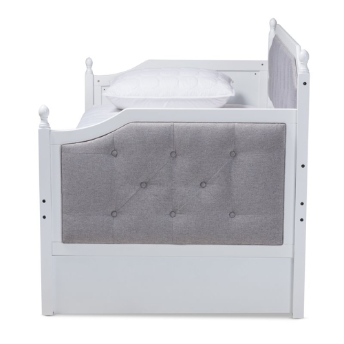 Lit de repos simple recouvert de bois traditionnel avec lit gigogne Bowery Hill, blanc