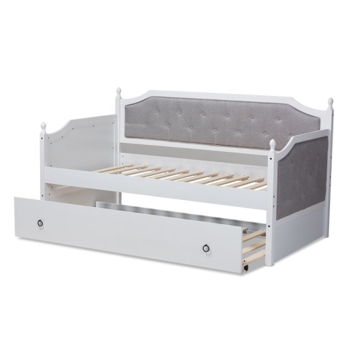 Lit de repos simple recouvert de bois traditionnel avec lit gigogne Bowery Hill, blanc