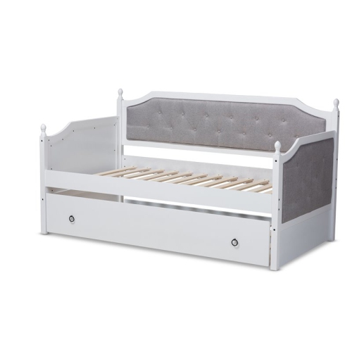 Lit de repos simple recouvert de bois traditionnel avec lit gigogne Bowery Hill, blanc