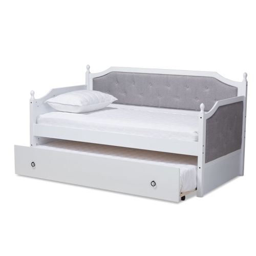 Lit de repos simple recouvert de bois traditionnel avec lit gigogne Bowery Hill, blanc