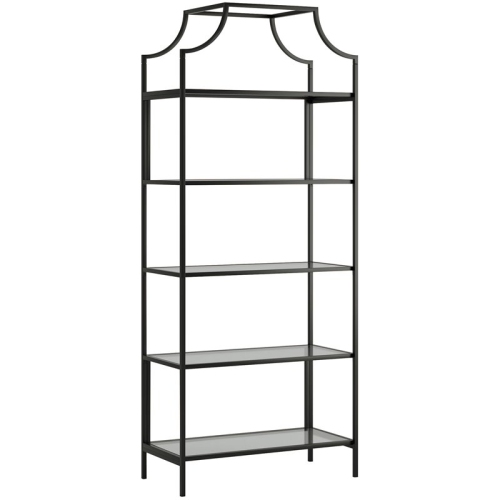 SAUDER  Harvey Park 5 Shelf Metal Framed Glass Bookcase In Black