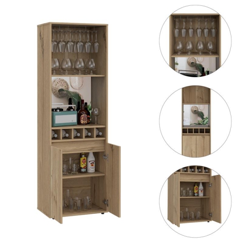 TuHome Modern Oak Engineered Wood Prana 70" Two-Door Bar Cabinet
