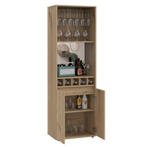 TuHome Modern Oak Engineered Wood Prana 70" Two-Door Bar Cabinet