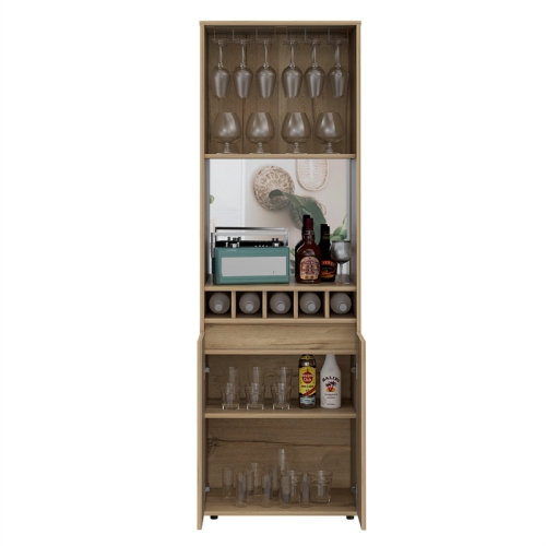 TuHome Modern Oak Engineered Wood Prana 70" Two-Door Bar Cabinet
